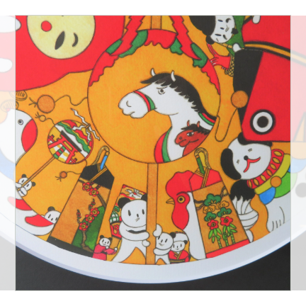 ぱんだ絵師 あごぱん　「回る薩摩の縁起物」　ジクレープリント　額入り