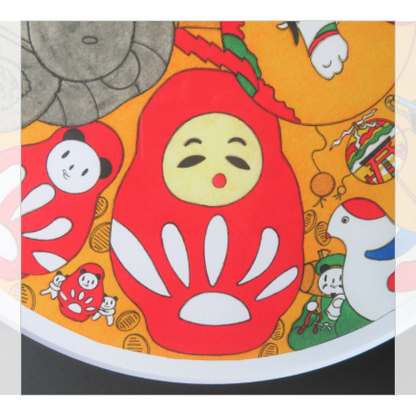 ぱんだ絵師 あごぱん　「回る薩摩の縁起物」　ジクレープリント　額入り