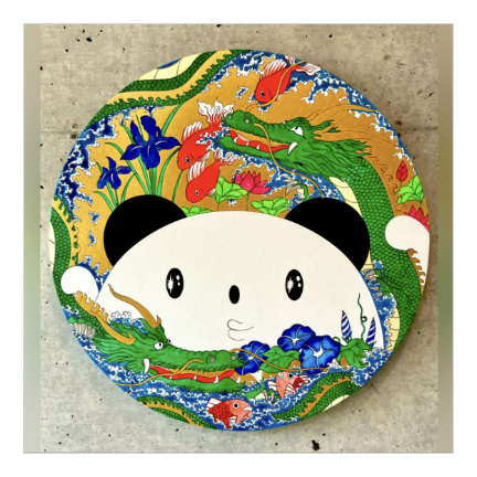 あごぱん　「ドラゴンキャッチャー」  アクリル画 額入り