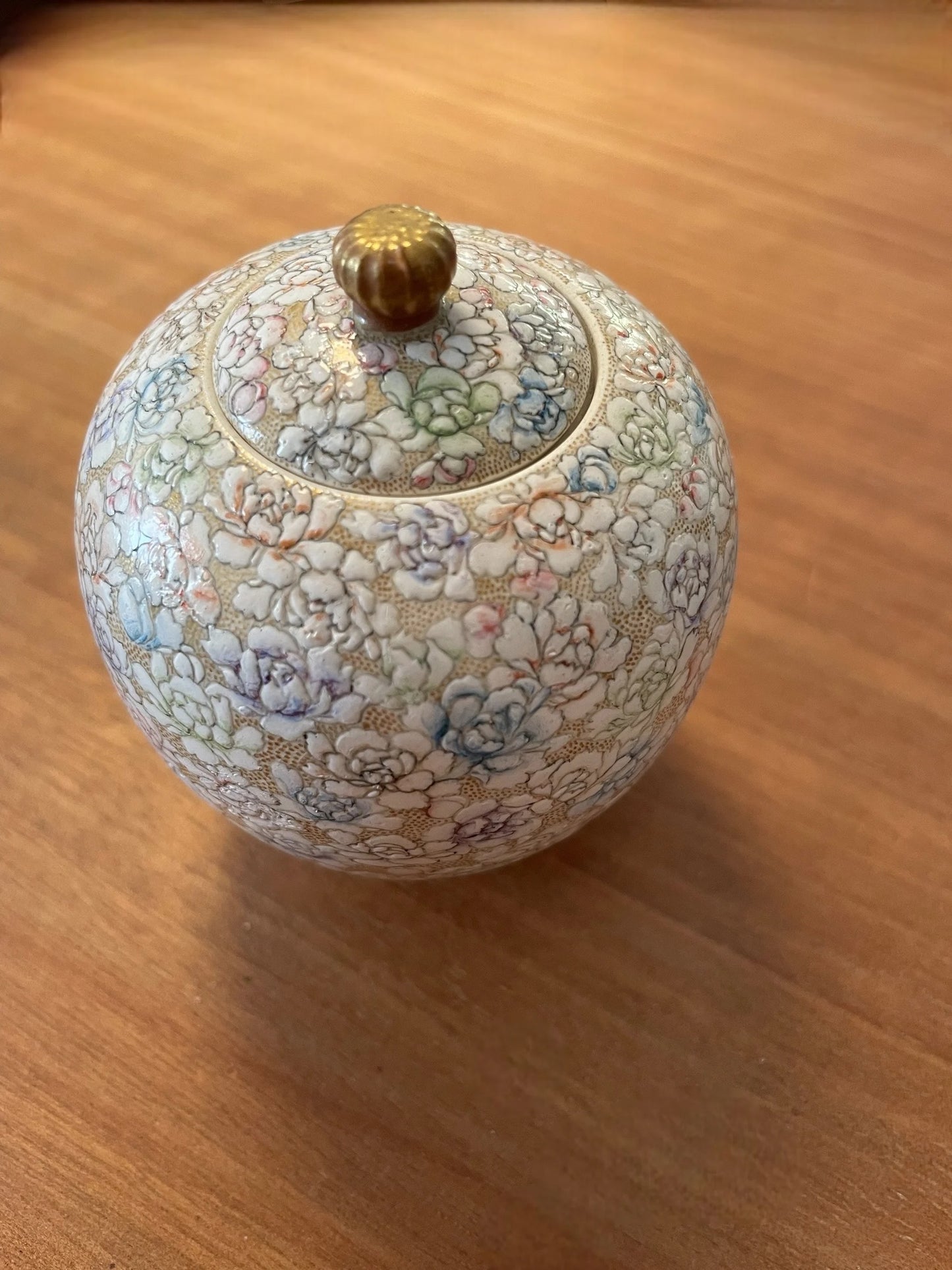薩摩焼 京薩摩 巧山作 花尽し茶入