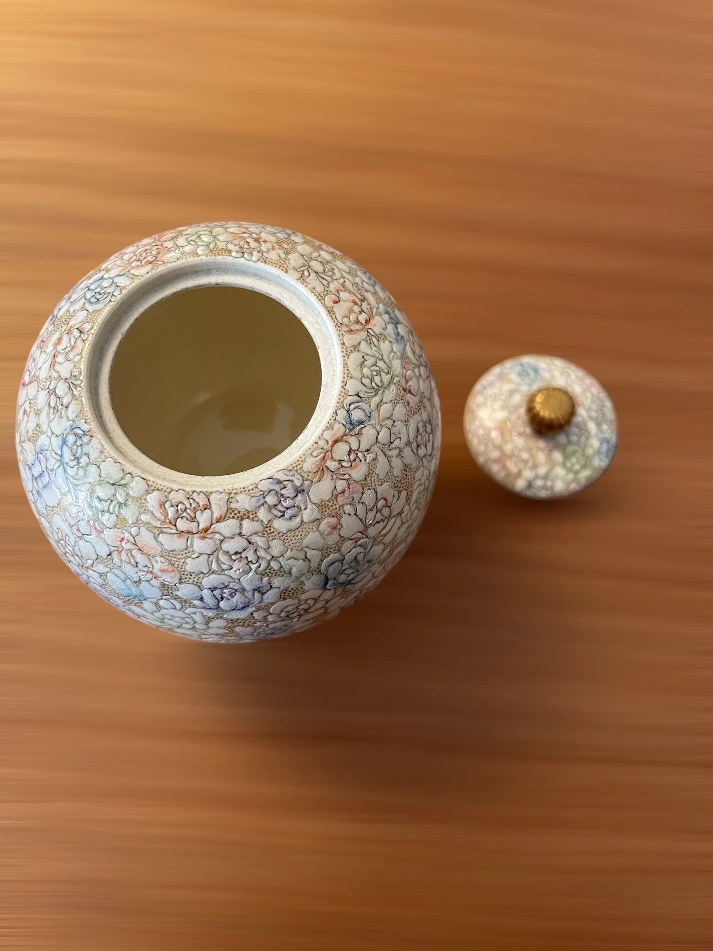 薩摩焼 京薩摩 巧山作 花尽し茶入