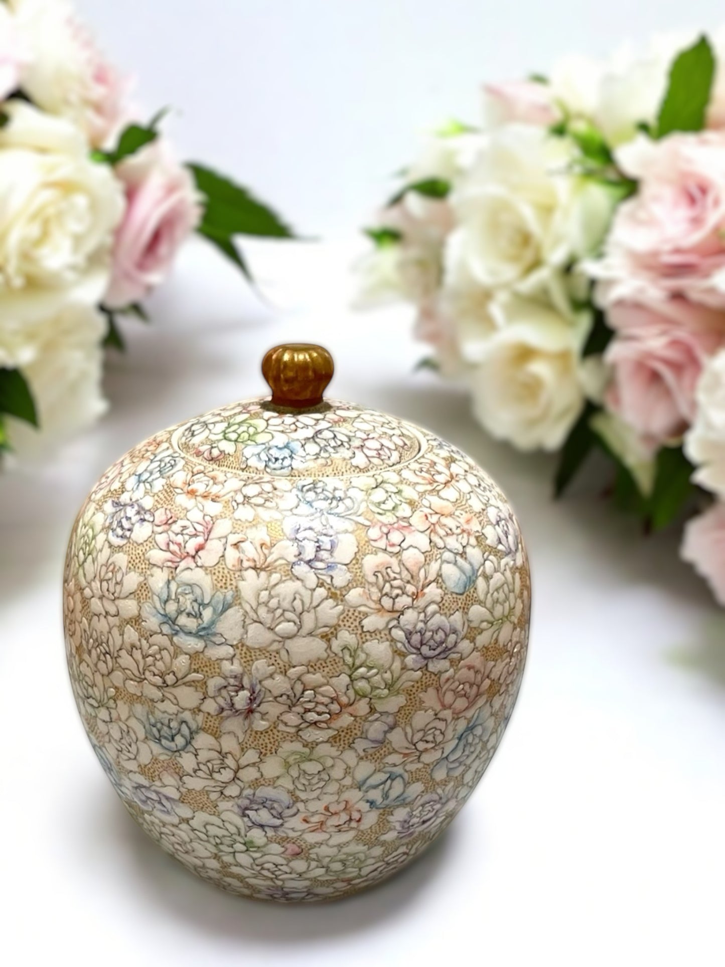 薩摩焼 京薩摩 巧山作 花尽し茶入