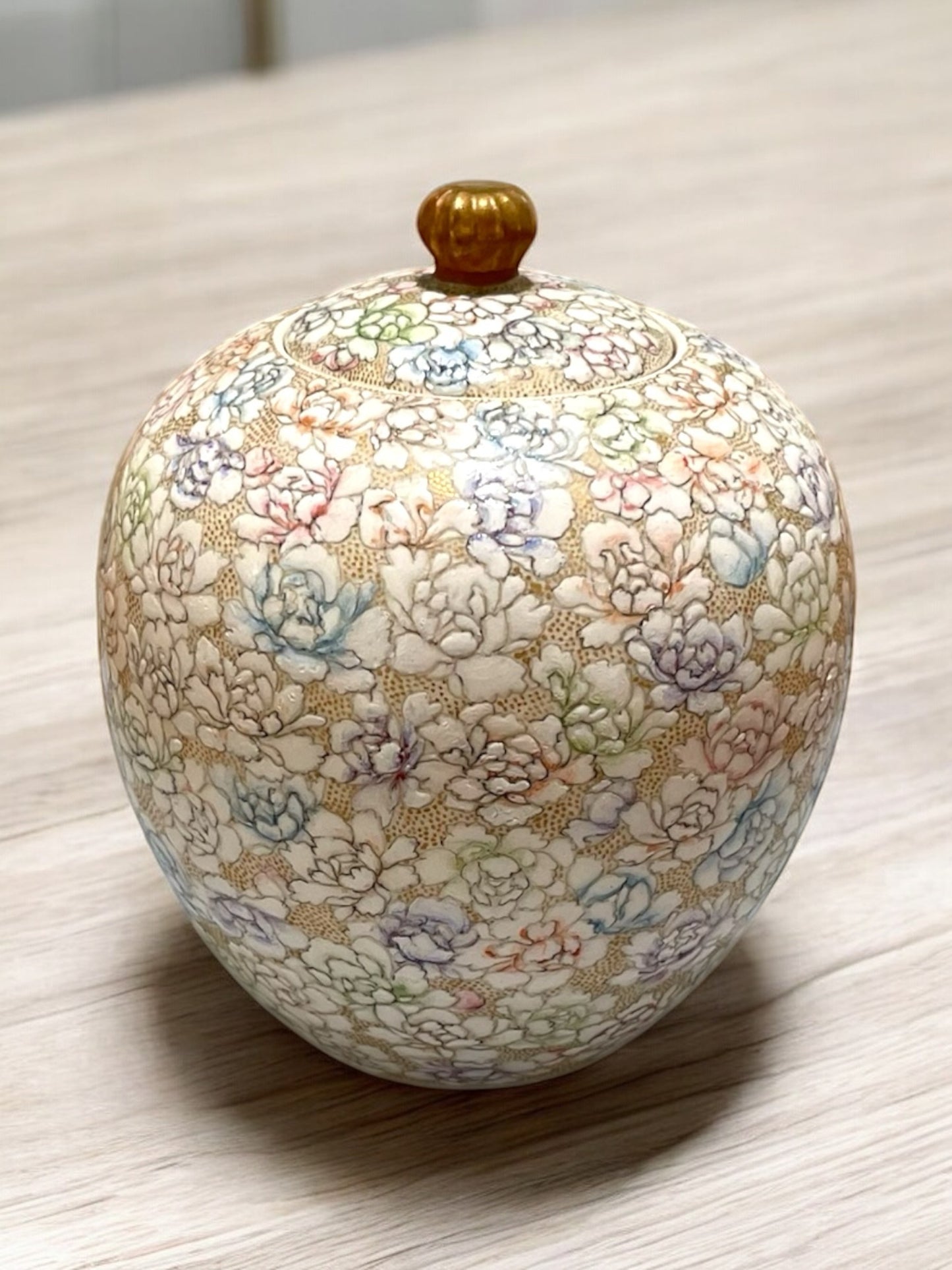 薩摩焼 京薩摩 巧山作 花尽し茶入